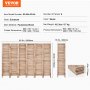 VEVOR Wood Room Divider Portable Wooden Partition 6 Panel for Room Separation