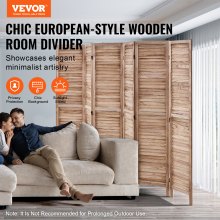 VEVOR Wood Room Divider, 6 Panel Wood Folding Privacy Screen, 66.9 Inches Tall Indoor Louvered Partition Divider, Portable Decoration Screen, for Room Separation, Home, Office, Restaurant & Bedroom