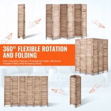 VEVOR Wood Room Divider Portable Wooden Partition 6 Panel for Room Separation