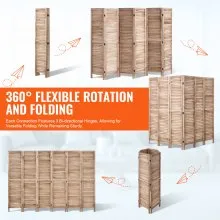 VEVOR Wood Room Divider Portable Wooden Partition 6 Panel for Room Separation