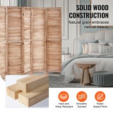 VEVOR Wood Room Divider Portable Wooden Partition 6 Panel for Room Separation