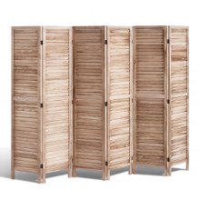 VEVOR Wood Room Divider, 6 Panel Wood Folding Privacy Screen, 66.9 Inches Tall Indoor Louvered Partition Divider, Portable Decoration Screen, for Room Separation, Home, Office, Restaurant & Bedroom