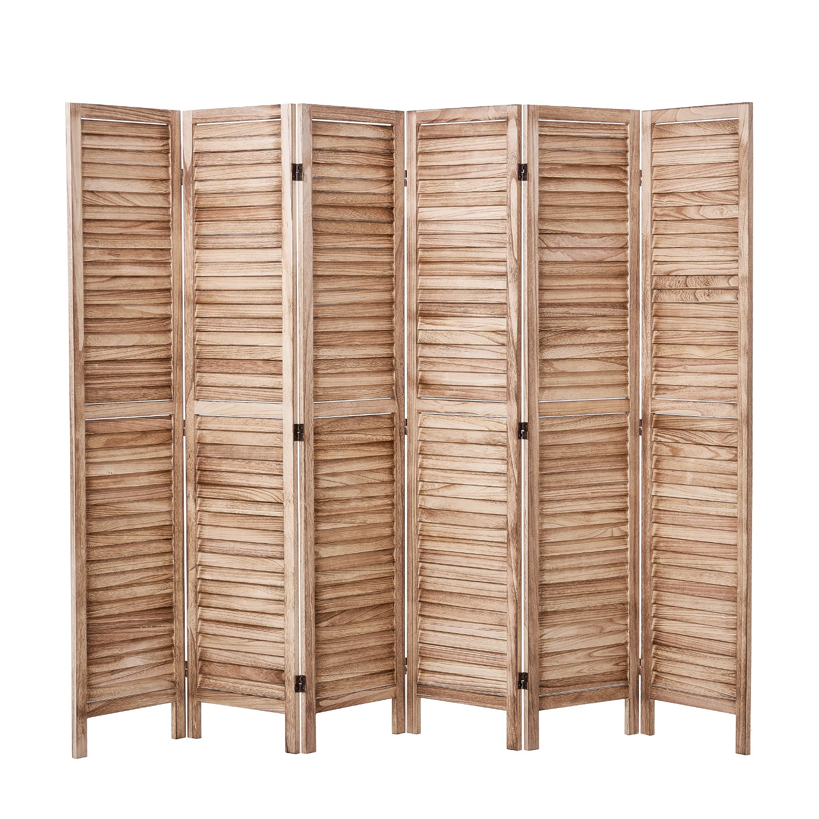 VEVOR Wood Room Divider, 6 Panel Wood Folding Privacy Screen, 66.9 Inches Tall Indoor Louvered Partition Divider, Portable Decoration Screen, for Room Separation, Home, Office, Restaurant & Bedroom
