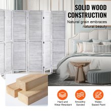 VEVOR Wood Room Divider Wooden Privacy Screen 8 Panel Room Separation Divider