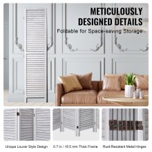 VEVOR Wood Room Divider, 8 Panel Wood Folding Privacy Screen, 66.9 Inches Tall Indoor Louvered Wooden Partition, Portable Decoration Screen, for Room Separation, Home, Office, Restaurant & Bedroom