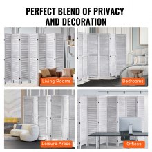 VEVOR Wood Room Divider, 8 Panel Wood Folding Privacy Screen, 66.9 Inches Tall Indoor Louvered Wooden Partition, Portable Decoration Screen, for Room Separation, Home, Office, Restaurant & Bedroom