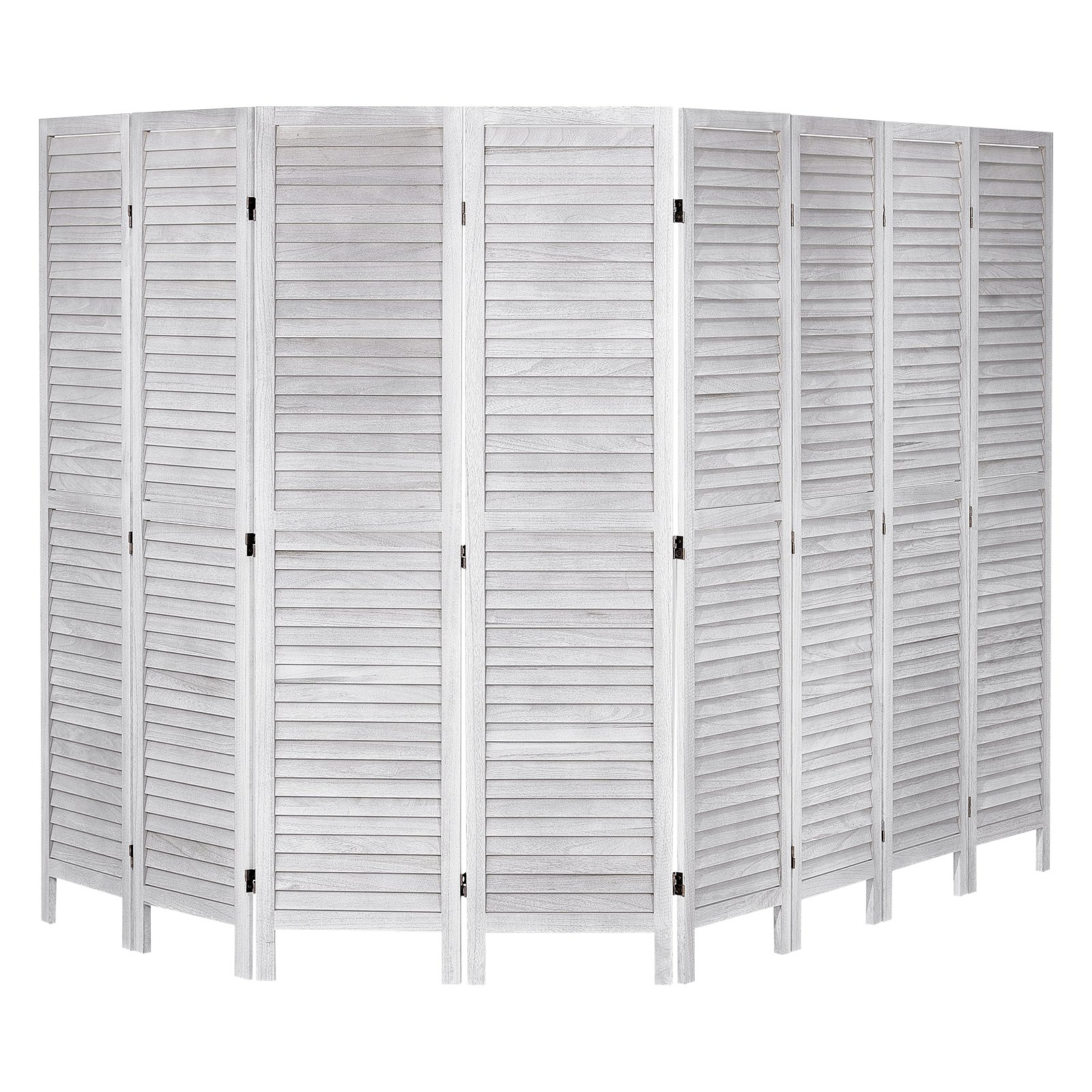 VEVOR Wood Room Divider, 8 Panel Wood Folding Privacy Screen, 66.9 Inches Tall Indoor Louvered Wooden Partition, Portable Decoration Screen, for Room Separation, Home, Office, Restaurant & Bedroom