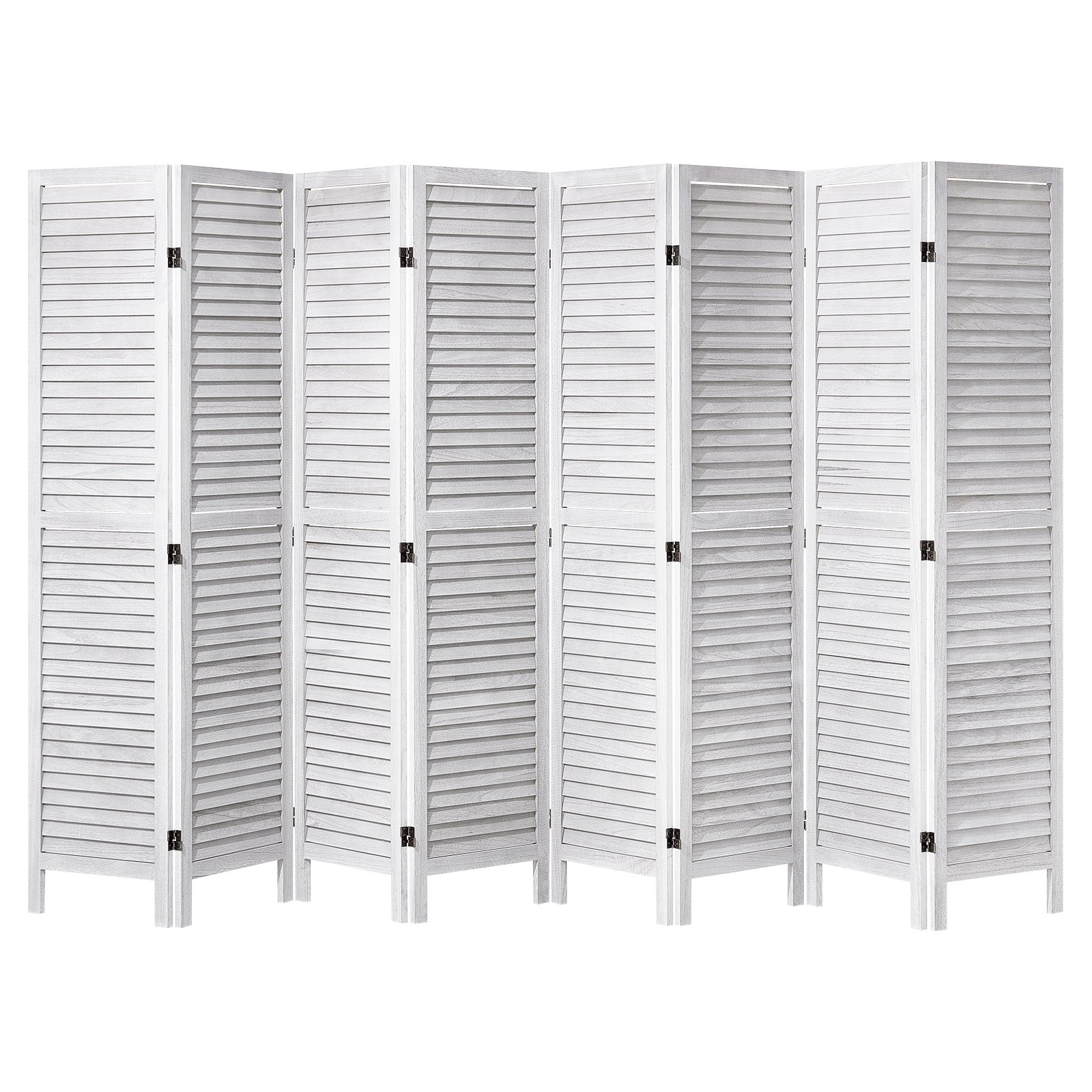 VEVOR Wood Room Divider, 8 Panel Wood Folding Privacy Screen, 66.9 Inches Tall Indoor Louvered Wooden Partition, Portable Decoration Screen, for Room Separation, Home, Office, Restaurant & Bedroom