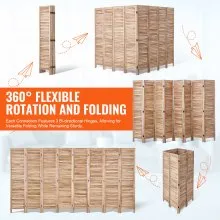 VEVOR Wood Room Divider Wooden Screen 8 Panel for Room Separation Home Office