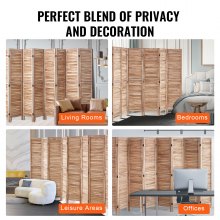 VEVOR Wood Room Divider, 8 Panel Wood Folding Privacy Screen, 66.9 Inches Tall Indoor Louvered Partition Divider, Portable Decoration Screen, for Room Separation, Home, Office, Restaurant & Bedroom