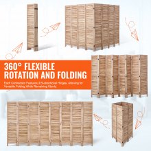 VEVOR Wood Room Divider, 8 Panel Wood Folding Privacy Screen, 66.9 Inches Tall Indoor Louvered Partition Divider, Portable Decoration Screen, for Room Separation, Home, Office, Restaurant & Bedroom