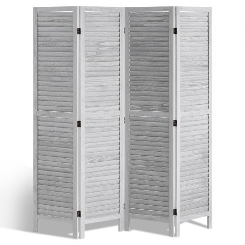 VEVOR Wood Room Divider, 4 Panel Folding Privacy Screen, 66.9 Inches Tall Indoor Wooden Partition, Portable Decoration Screen, for Room Separation, Home, Office, Restaurant & Bedroom (Light Grey)