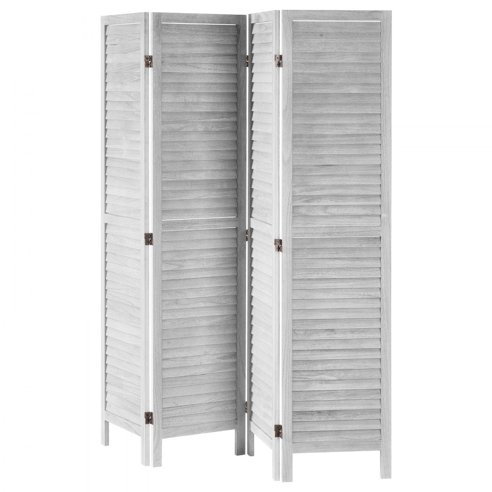 VEVOR Wood Room Divider, 4 Panel Folding Privacy Screen, 66.9 Inches Tall Indoor Wooden Partition, Portable Decoration Screen, for Room Separation, Home, Office, Restaurant & Bedroom (Light Grey)