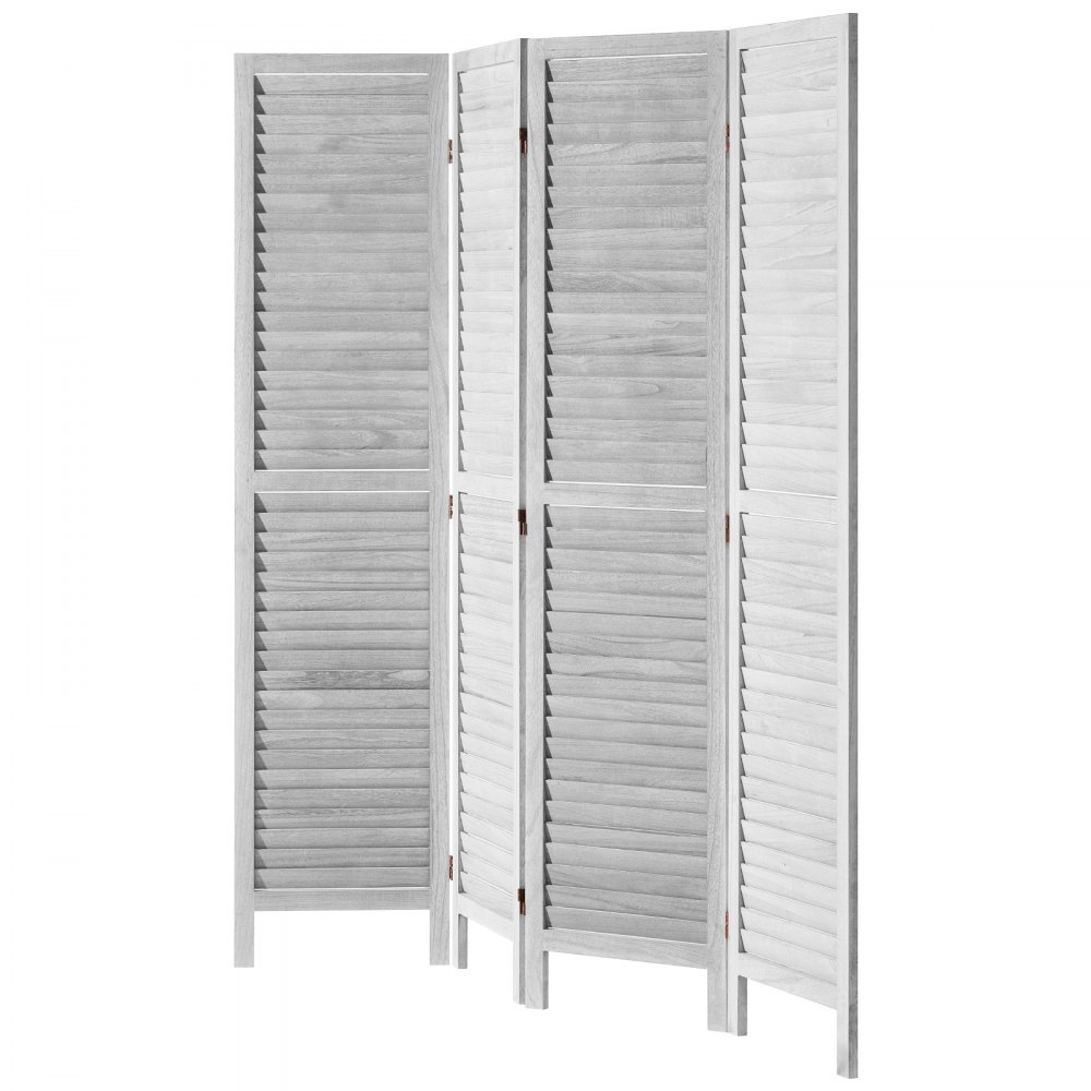 VEVOR Wood Room Divider, 4 Panel Folding Privacy Screen, 66.9 Inches Tall Indoor Wooden Partition, Portable Decoration Screen, for Room Separation, Home, Office, Restaurant & Bedroom (Light Grey)