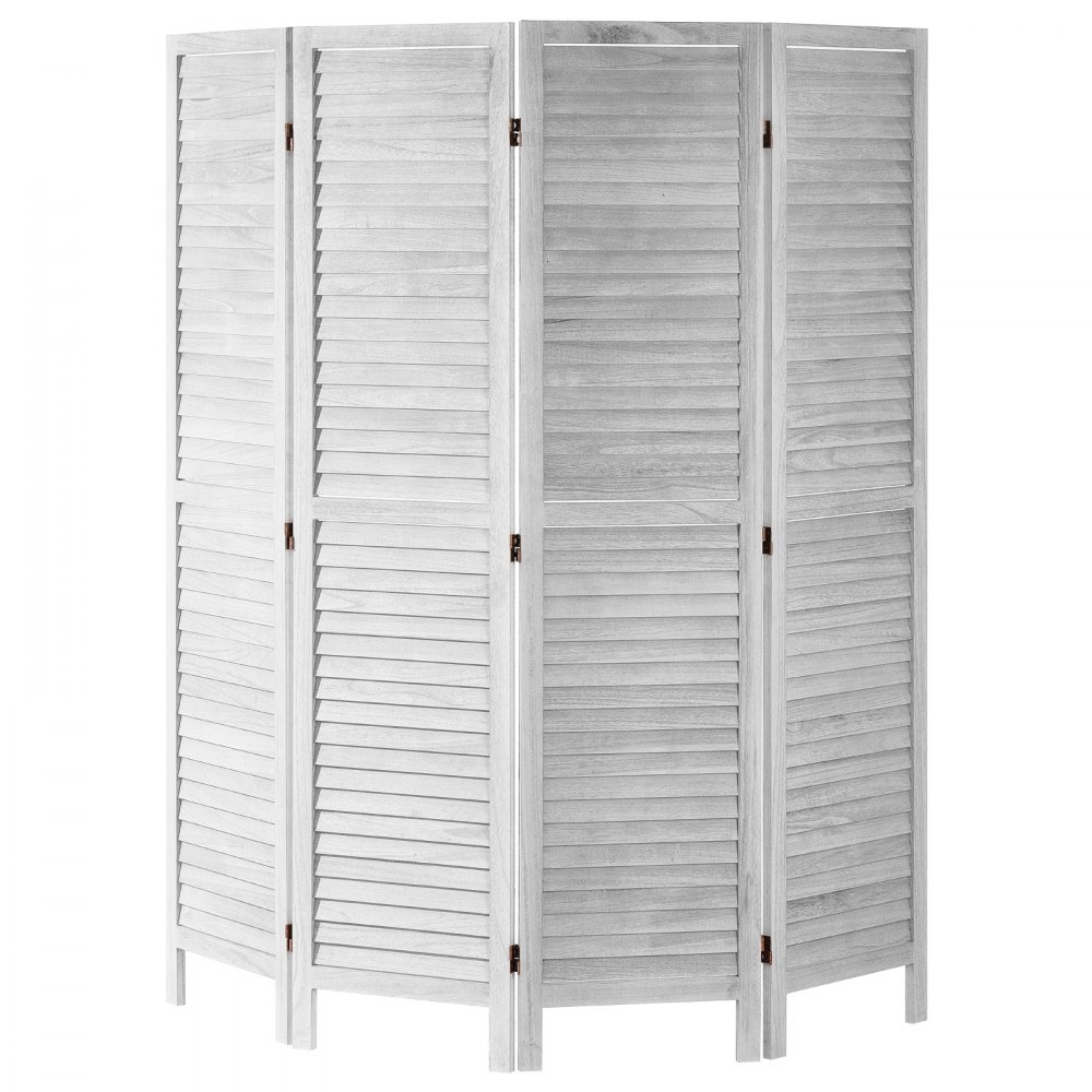 VEVOR Wood Room Divider, 4 Panel Folding Privacy Screen, 66.9 Inches Tall Indoor Wooden Partition, Portable Decoration Screen, for Room Separation, Home, Office, Restaurant & Bedroom (Light Grey)