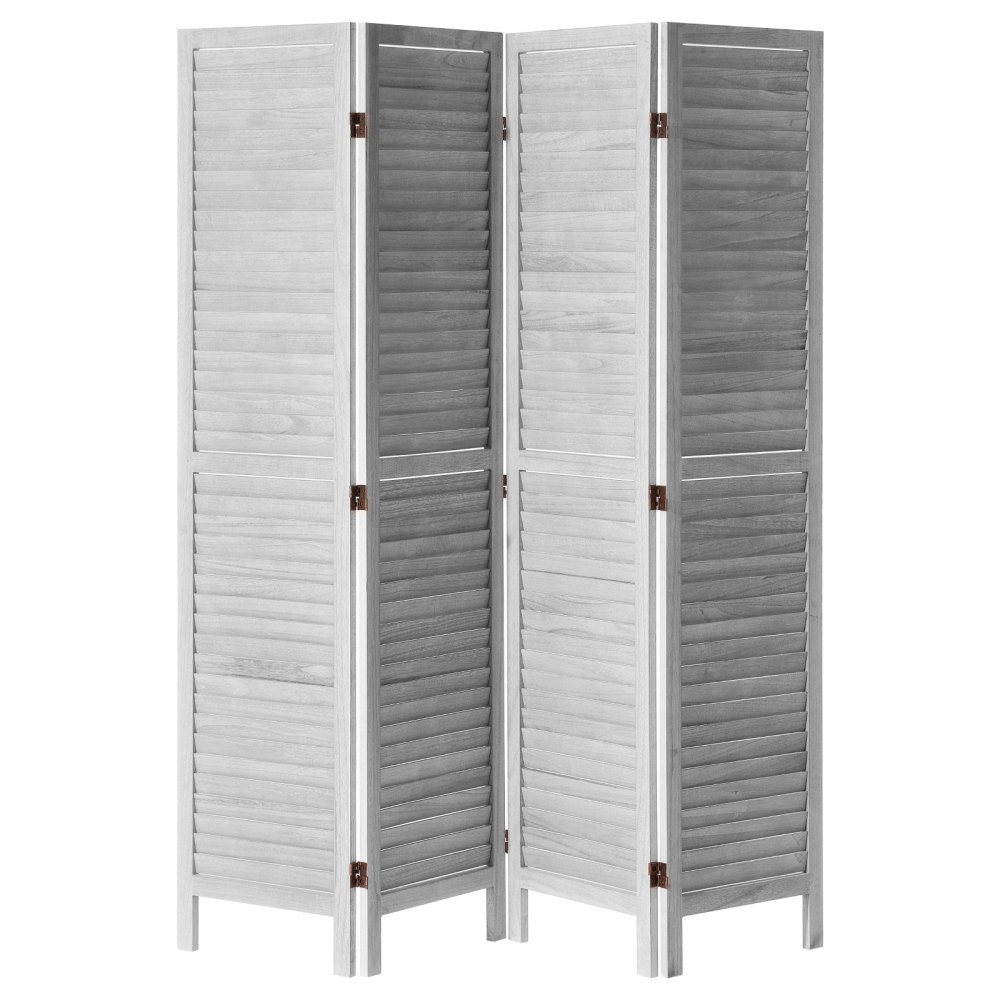 VEVOR Wood Room Divider, 4 Panel Folding Privacy Screen, 66.9 Inches Tall Indoor Wooden Partition, Portable Decoration Screen, for Room Separation, Home, Office, Restaurant & Bedroom (Light Grey)