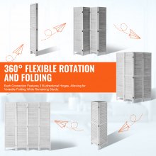 VEVOR Wood Room Divider, 4 Panel Folding Privacy Screen, 66.9 Inches Tall Indoor Wooden Partition, Portable Decoration Screen, for Room Separation, Home, Office, Restaurant & Bedroom (Light Grey)