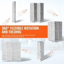 VEVOR Wood Room Divider, 4 Panel Folding Privacy Screen, 66.9 Inches Tall Indoor Wooden Partition, Portable Decoration Screen, for Room Separation, Home, Office, Restaurant & Bedroom (Light Grey)