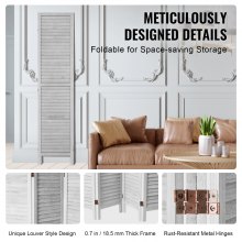 VEVOR Wood Room Divider, 4 Panel Folding Privacy Screen, 66.9 Inches Tall Indoor Wooden Partition, Portable Decoration Screen, for Room Separation, Home, Office, Restaurant & Bedroom (Light Grey)