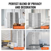 VEVOR Wood Room Divider, 4 Panel Folding Privacy Screen, 66.9 Inches Tall Indoor Wooden Partition, Portable Decoration Screen, for Room Separation, Home, Office, Restaurant & Bedroom (Light Grey)