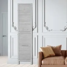 VEVOR Wood Room Divider, 4 Panel Folding Privacy Screen, 66.9 Inches Tall Indoor Wooden Partition, Portable Decoration Screen, for Room Separation, Home, Office, Restaurant & Bedroom (Light Grey)