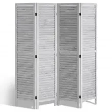 VEVOR Wood Room Divider, 4 Panel Folding Privacy Screen, 66.9 Inches Tall Indoor Wooden Partition, Portable Decoration Screen, for Room Separation, Home, Office, Restaurant & Bedroom (Light Grey)