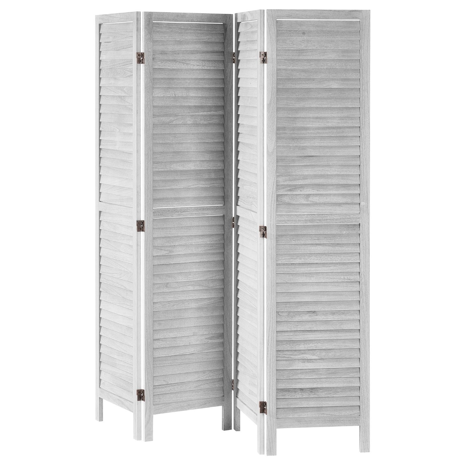 VEVOR Wood Room Divider, 4 Panel Folding Privacy Screen, 66.9 Inches Tall Indoor Wooden Partition, Portable Decoration Screen, for Room Separation, Home, Office, Restaurant & Bedroom (Light Grey)