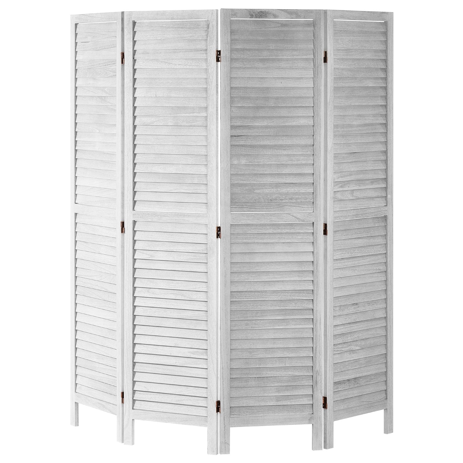 VEVOR Wood Room Divider, 4 Panel Folding Privacy Screen, 66.9 Inches Tall Indoor Wooden Partition, Portable Decoration Screen, for Room Separation, Home, Office, Restaurant & Bedroom (Light Grey)