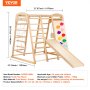 VEVOR indoor jungle gym with slide, climbing net, and colorful rock wall for kids ages 2-6.