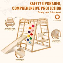 VEVOR Indoor Jungle Gym 7-in-1 Toddler Indoor Playground Wooden Climbing Toys L