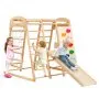 VEVOR Indoor Jungle Gym, 7-in-1 Toddler Indoor Playground, Wooden Toddler Climbing Toys Indoor with Wood & Rope Ladder, Net Ladder, Swing, Monkey Bar, Slide, Climbing Wall, 43 x 47.2 x 47in