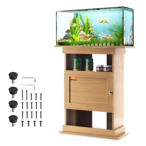 VEVOR Aquarium Stand, 20 Gallon Fish Tank Stand, 25.2 x 15.7 x 28.3 in MDF Turtle Tank Stand, 167.6 lbs Load Capacity, Reptile Tank Stand with Storage, Cabinet and Hardware Kit, Basswood Color
