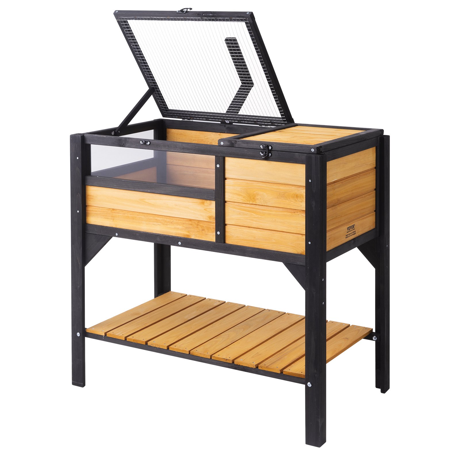 VEVOR Tortoise Habitat, Wooden Tortoise House Indoor & Outdoor, Tortoise Enclosure with Light Stand, Reptile Enclosure Small Animal Cage with Stand Legs for Gecko, Lizard, Snake