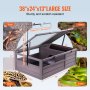 VEVOR Tortoise Habitat, Wooden Tortoise House Indoor & Outdoor, Tortoise Enclosure with Adjustable Lamp Holder, 2-Room Reptile Enclosure Small Animal Cage for Gecko, Lizard, Snake 38x24x13 inch