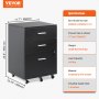 VEVOR 3-Drawer Wood File Cabinet, under Desk File Cabinet for Letter/A4 Size, Mobile Filing Cabinet Printer Stand with Lock and Hanging Rail for Home Office, Black