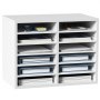 VEVOR Wood Literature Organizer Adjustable File Sorter 12 Compartments White