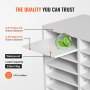 VEVOR Literature Organizers, 12 Compartments Office Mailbox with Adjustable Shelves, Wood Literature Sorter 51.8 x 30.5 x 40.9 cm for Office, Home, Classroom, Mailrooms Organization, EPA Certified White