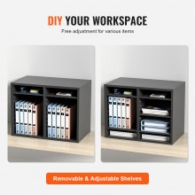 VEVOR Wood Literature Organizer Adjustable File Sorter 12 Compartments Gray