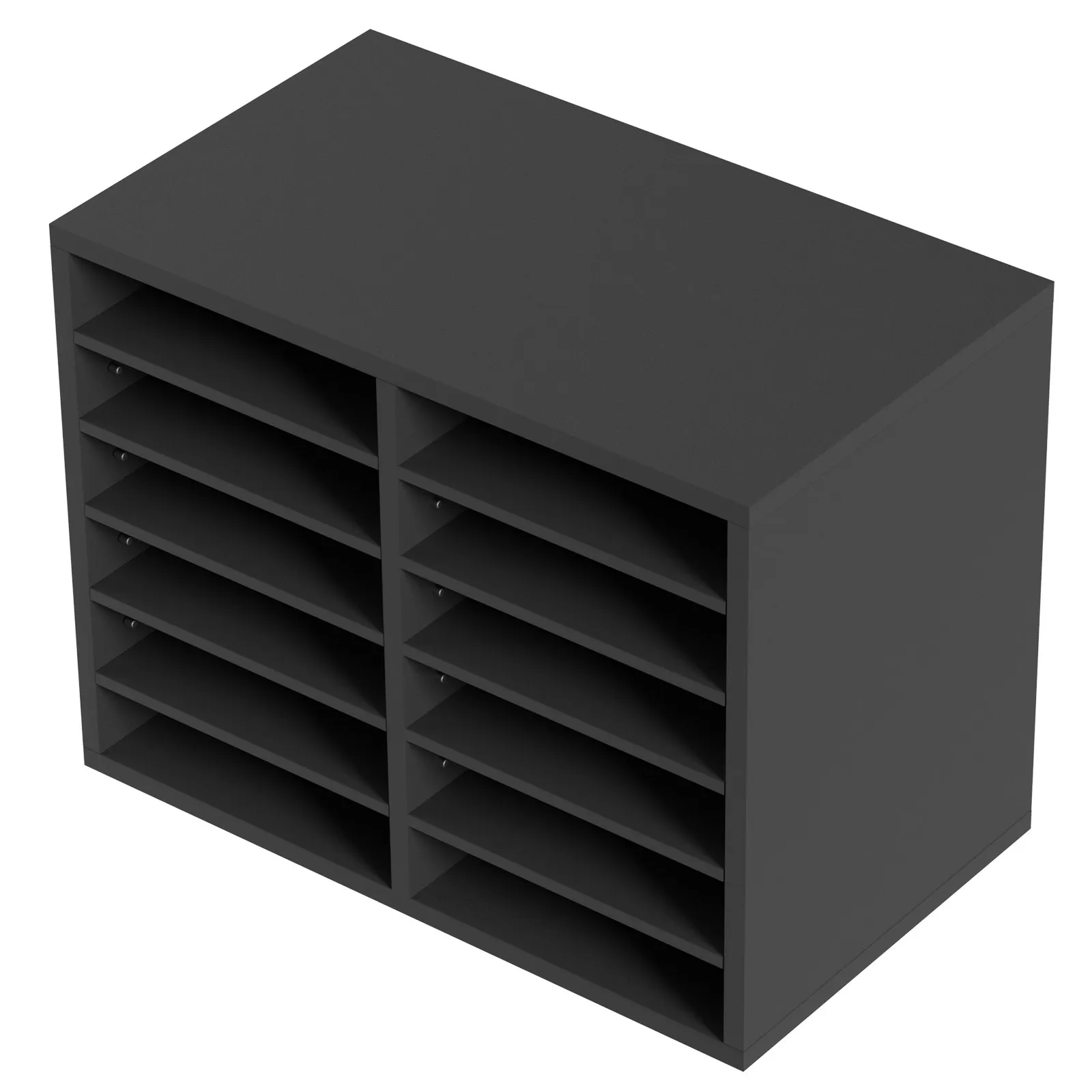 VEVOR literature organizers with 12 shelves in a compact black design for efficient document storage.