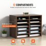 VEVOR Literature Organizers, 12 Compartments Office Mailbox with Adjustable Shelves, Wood Literature Sorter 20.4x12x16.1 inches for Office, Home, Classroom, Mailrooms Organization, EPA Certified Brown