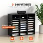 VEVOR Wood Literature Organizer, 24 Compartments, File Sorter with Removable Shelves, Mailboxes Slot for Office Home Classroom Mailrooms Organization, EPA Certified, Black