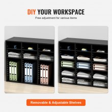 VEVOR Wood Literature Organizer Adjustable File Sorter 24 Compartments Black