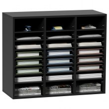 VEVOR Wood Literature Organizer Adjustable File Sorter 24 Compartments Black