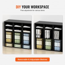 VEVOR Wood Literature Organizer Adjustable File Sorter 36 Compartments Black