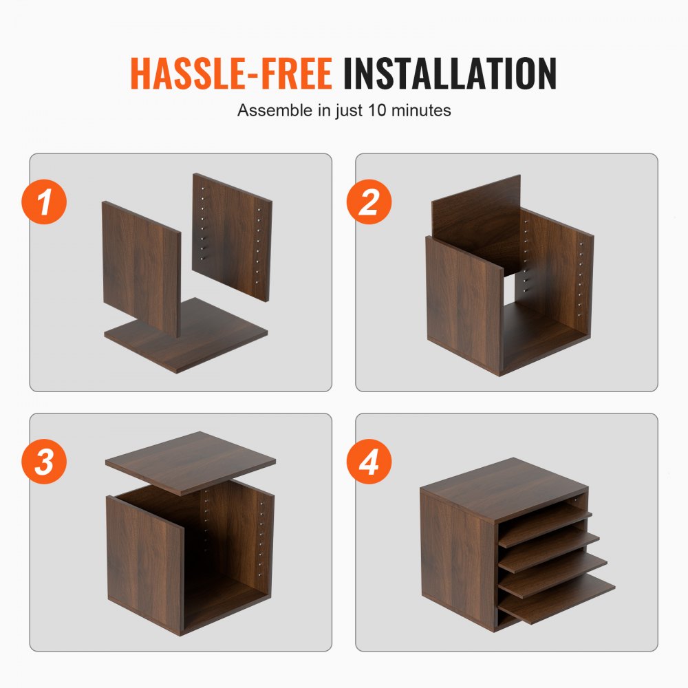 VEVOR Wood Literature Organizer Adjustable File Sorter 5 Compartments Brown