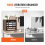 VEVOR Wood Literature Organizer Adjustable File Sorter 5 Compartments Brown