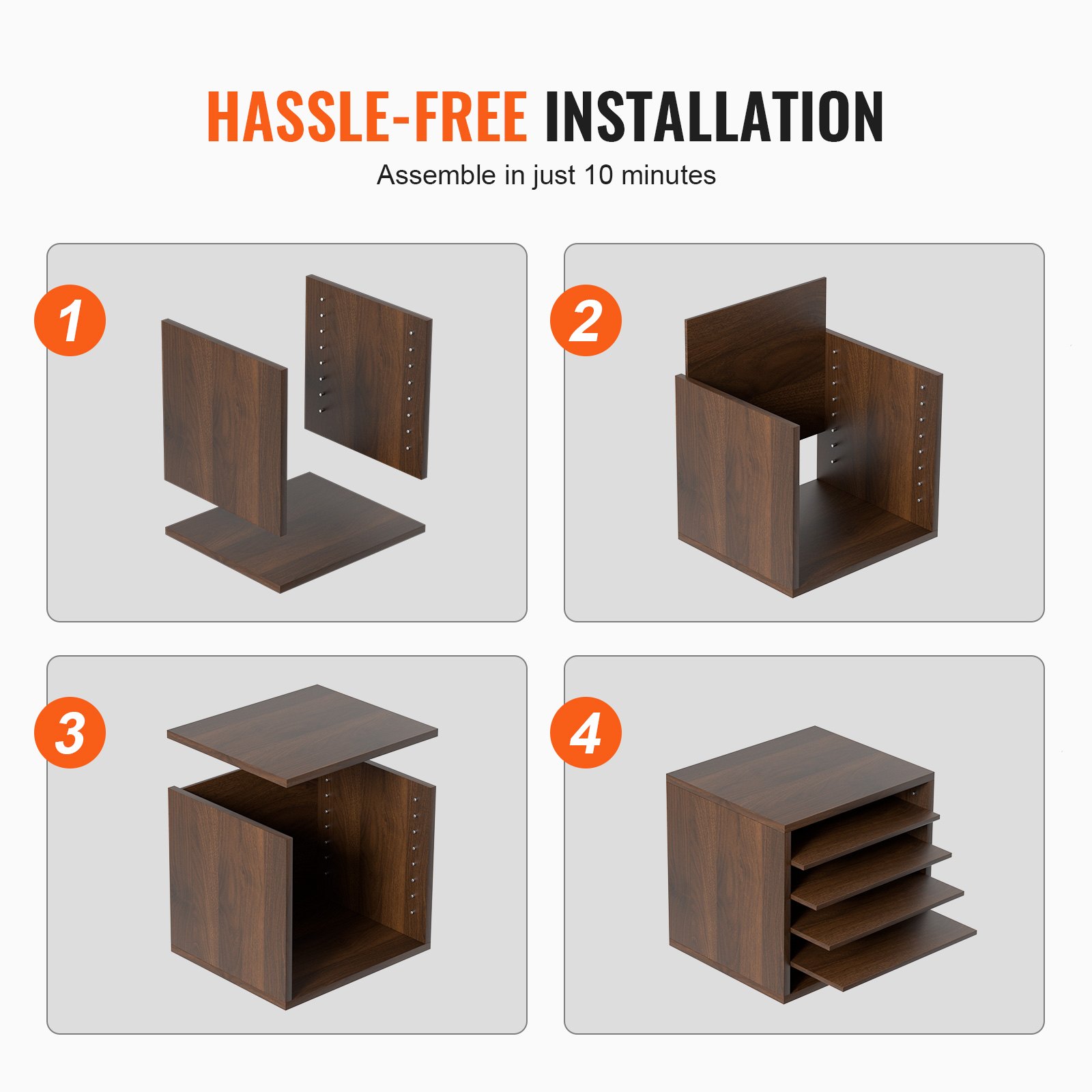 VEVOR Wood Literature Organizer Adjustable File Sorter 5 Compartments Brown