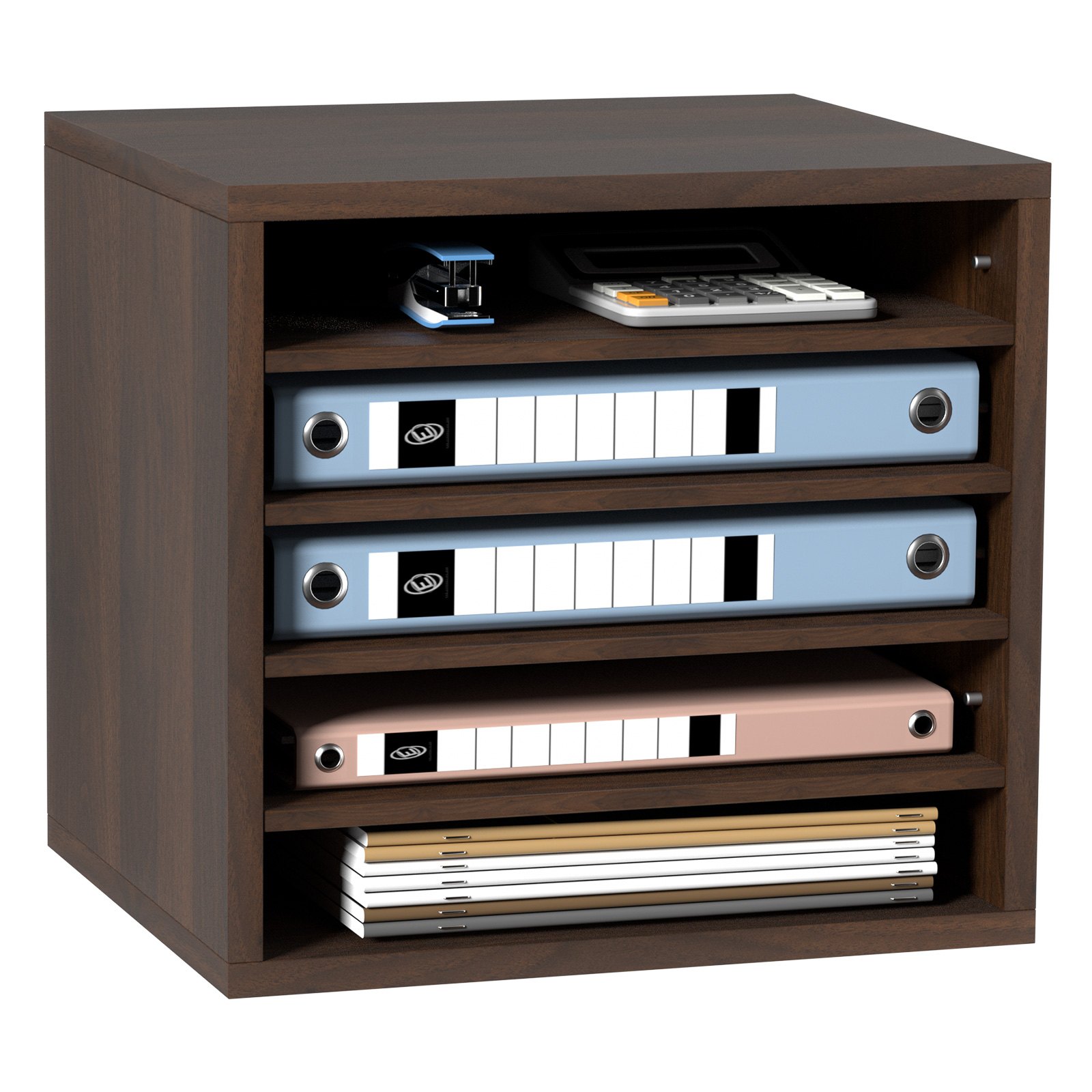 VEVOR Literature Organizers, 5 Compartments Office Mailbox with Adjustable Shelves, Wood literature sorter 13.9x12x13 inches for Office, Home, Classroom, Mailrooms Organization, EPA Certified, Brown