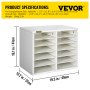 VEVOR Wood Literature Organizer File Sorter Paper Storage Holder 12 Slots White