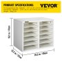 VEVOR Wood Literature Organizer, 12 Compartments, Adjustable Shelves, Medium Density Fiberboard Mail Center, Office Home School Storage for Files, Documents, Papers, Magazines, White